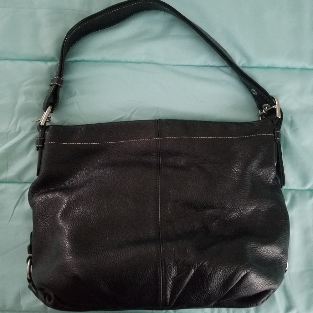 Black leather Coach shoulder and crossbody bag